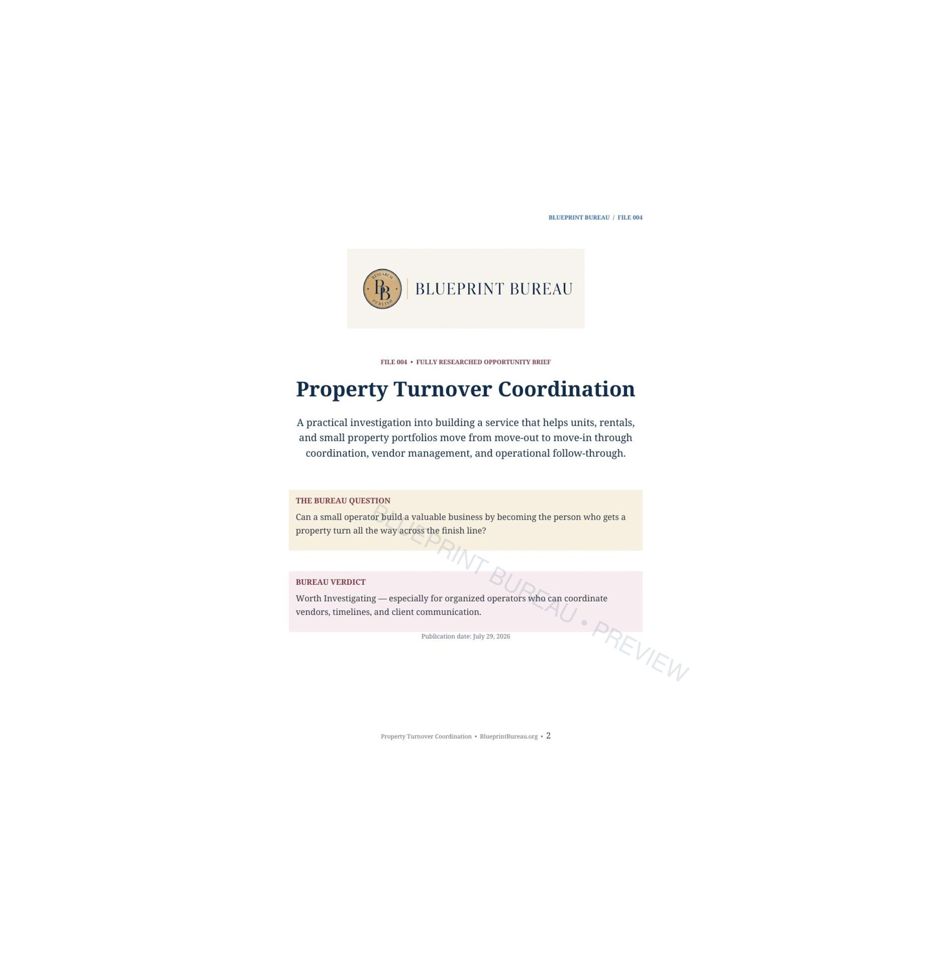 Property Turnover Coordination preview page