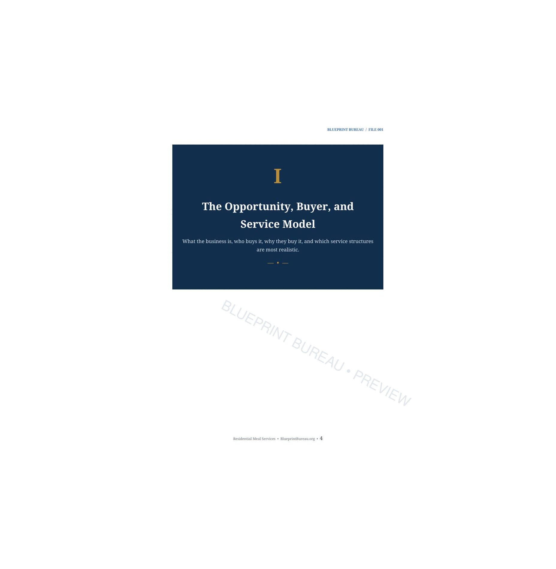 Residential Meal Services contents preview